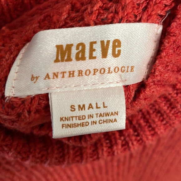Gorgeous red/orange shaker knit mock neck sweater by Maeve - Anthropologie - Picture 2 of 6